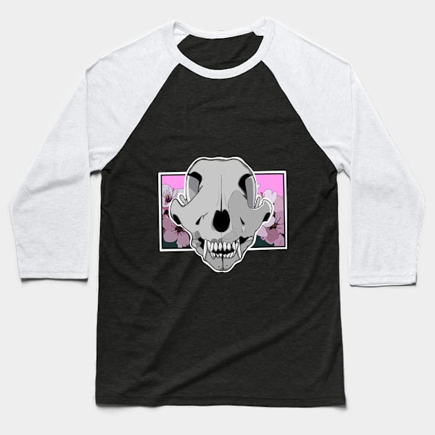Dog skull with flowers Baseball T-Shirt by rob-cure